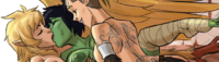 Three mythological ladies enjoy each others' company