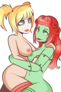 Harley Quinn and  Poison Ivy hug by Koimii.