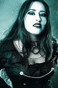 Darkly gothic Sabina Fajal in black leather.