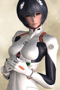 Rei Ayanami from Evangelion in her plug suit.