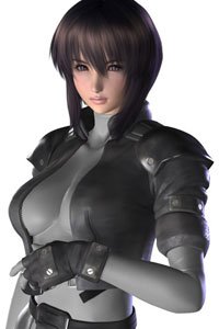 Major Kusanagi from Ghost in the Shell in her skin-tight combat gear.